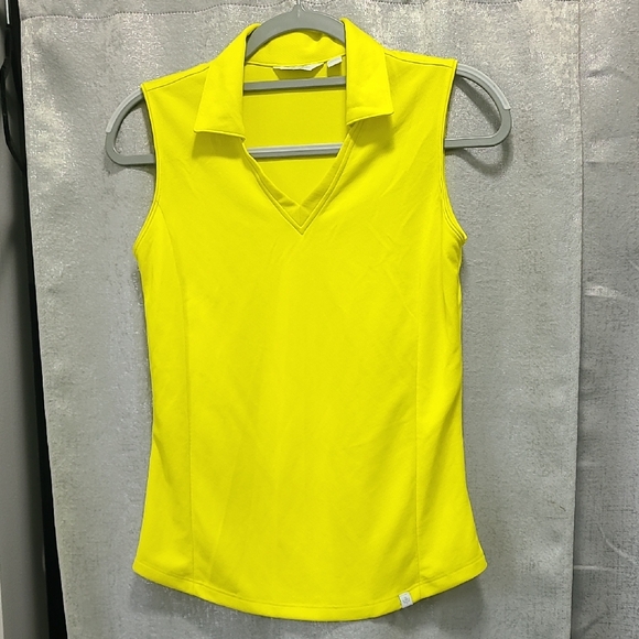 Lady Hagen Tops - Lady Hagen Yellow Fitted Polo Tank Top
